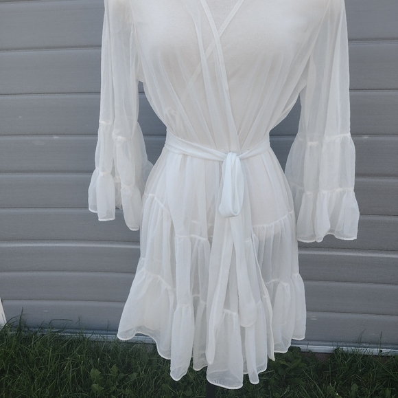 Vintage Betsey Johnson Intimates OS Robe Sheer Ruffles - Picture 2 of 8